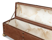 Dome-Top Leather Box with Brass Nailheads and Ball Feet