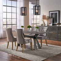 Tufted Dining Chairs in Gray Leather, Sets of 2 - view 7