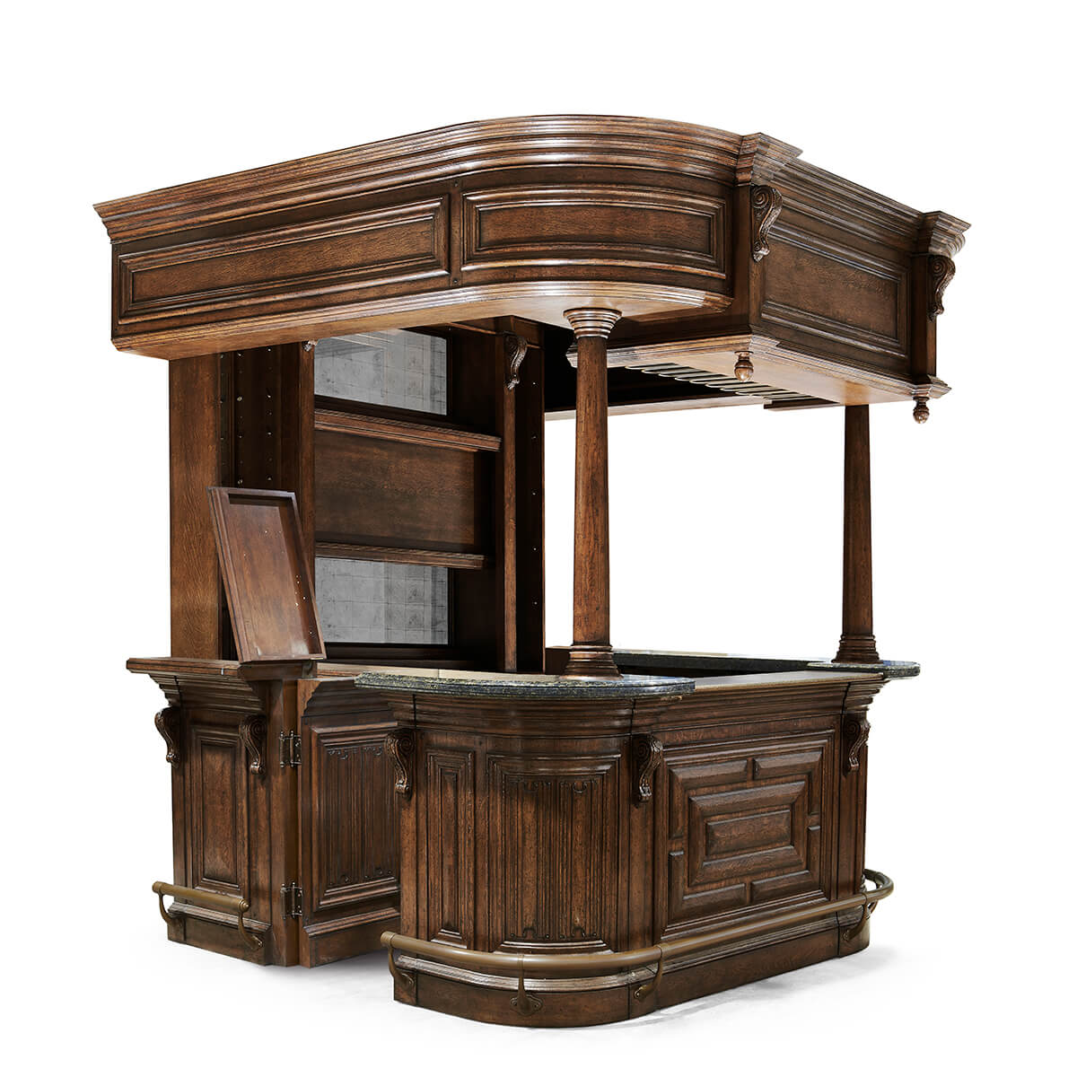Early English antique bar, with shelf open
