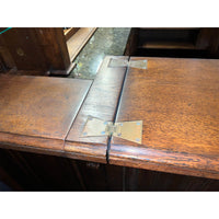 Early English antique bar, close-up hinge detail