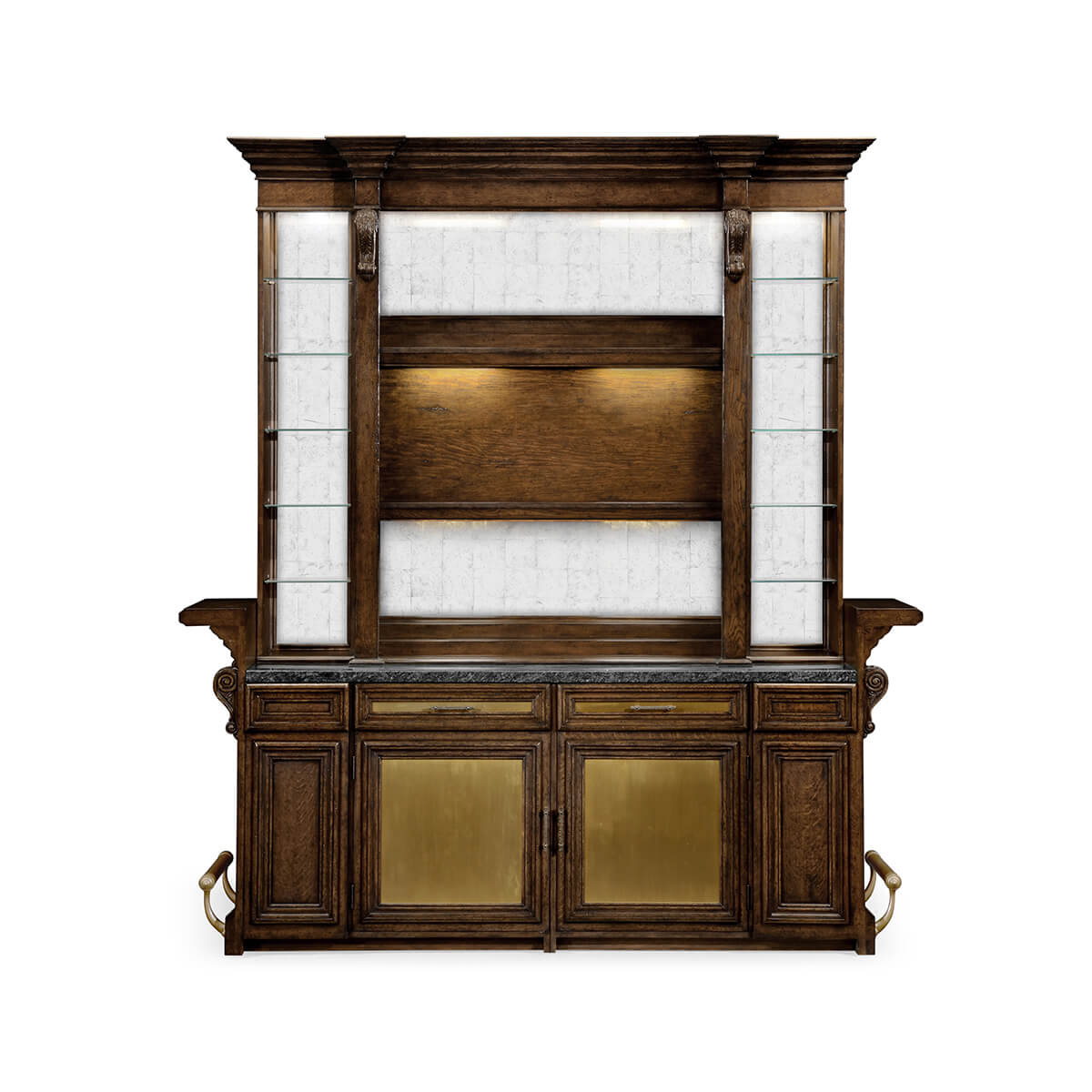 Early English antique bar, empty shelf view