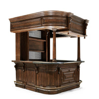 Early English antique bar, angled side view