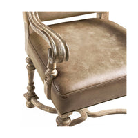 Upholstery close-up of Early English armchair seat.