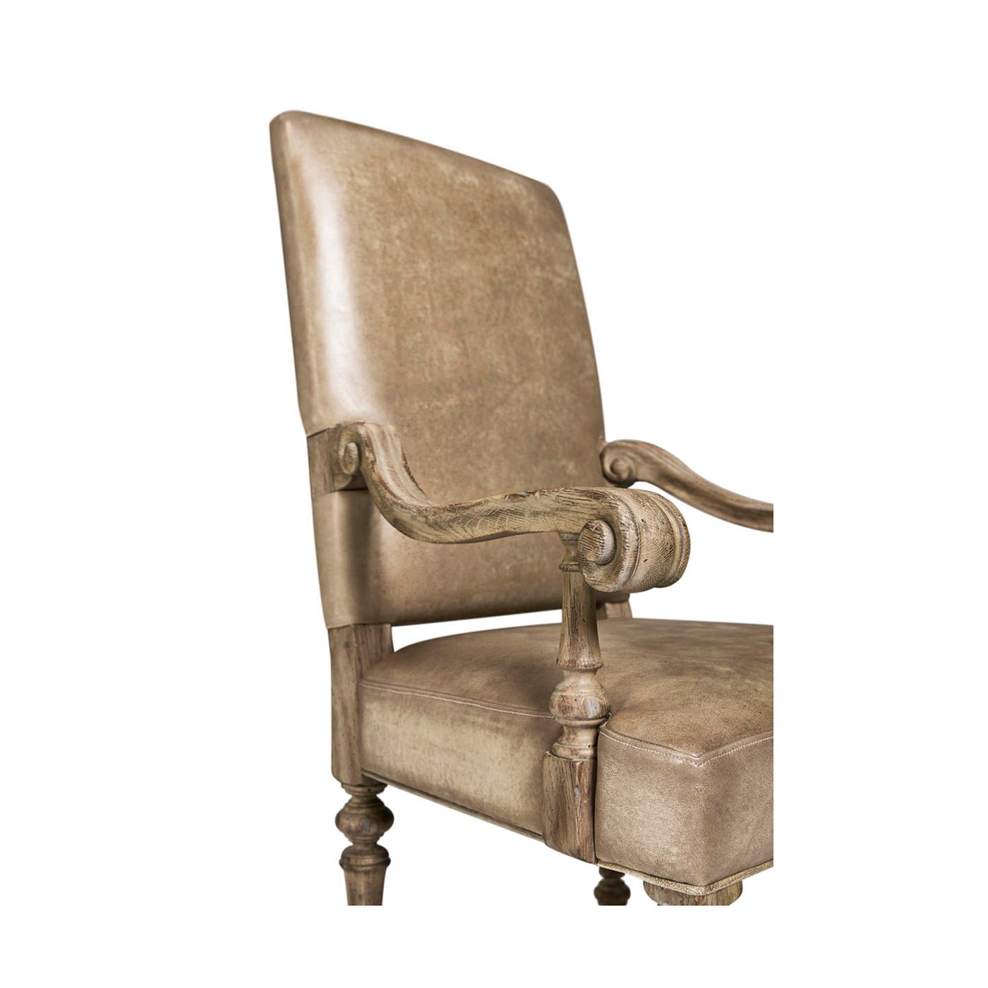 Side view of Early English armchair backrest.