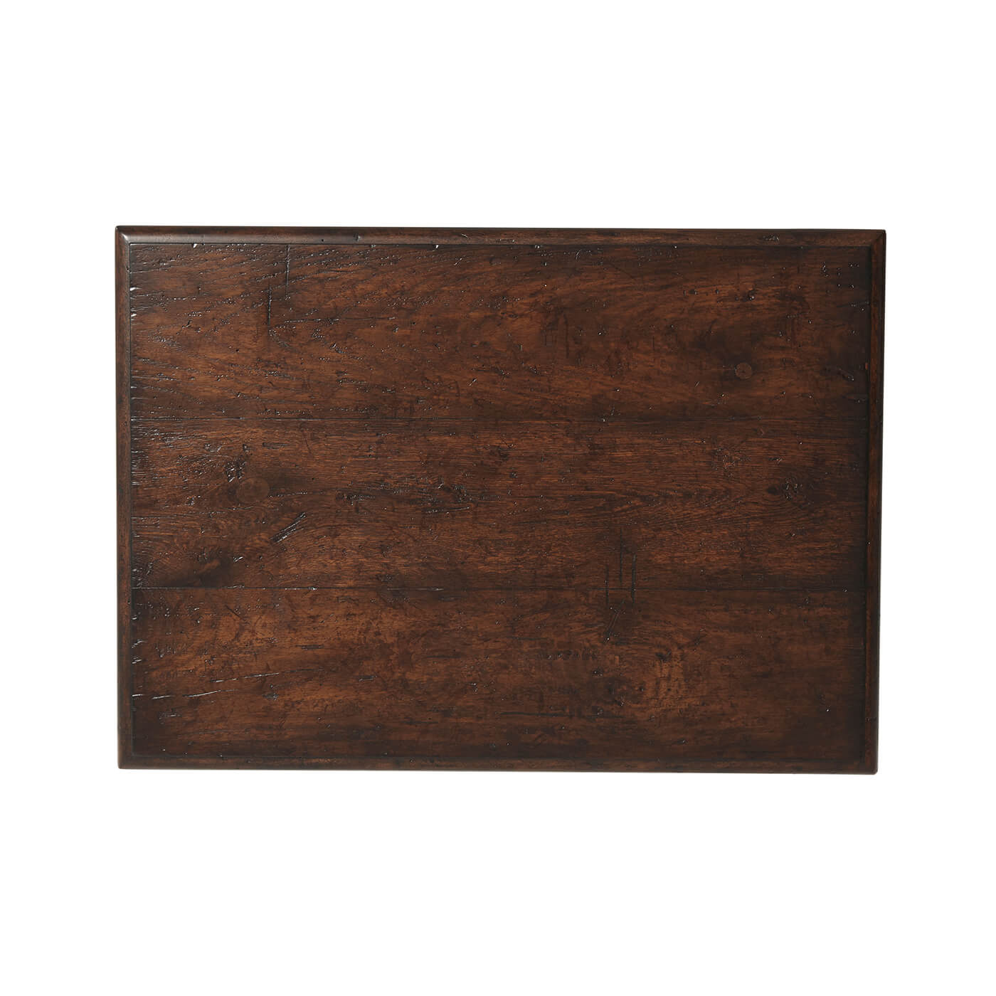 Early English side table, top-down view of surface.