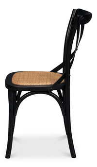 Bistro Dining Chairs in Black Bentwood with Cane Seats, Sets of 2 - view 3