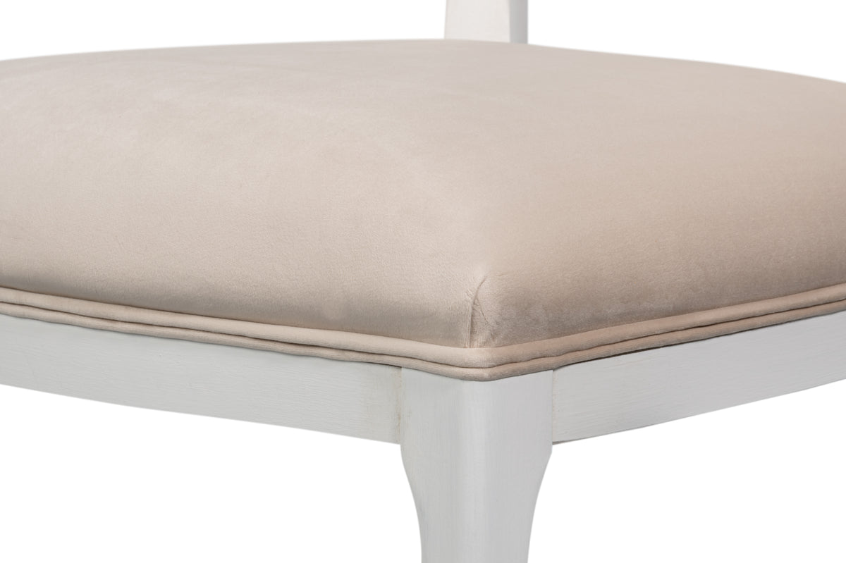 Cane Back Dining Chairs in White with Taupe Velvet, Sets of 2 - view 8