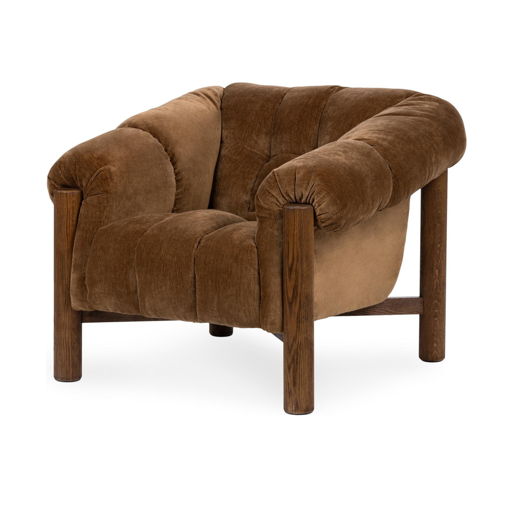 Channel-Tufted Upholstered Accent Chair in Bronze