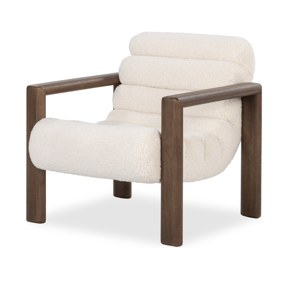 Sculpted Upholstered Accent Chair in Ivory Fleece