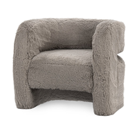 Faux Fur Upholstered Accent Chair in Granite