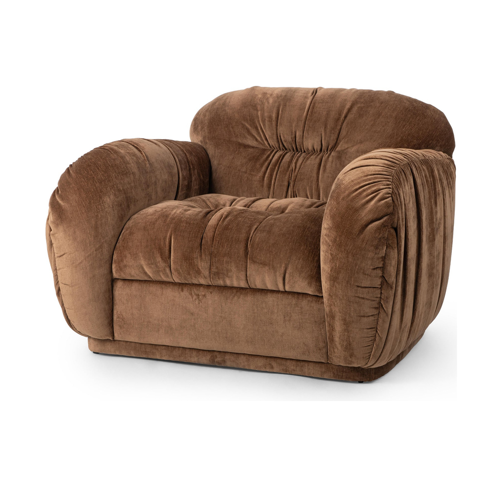 Gathered Upholstered Accent Chair in Bronze