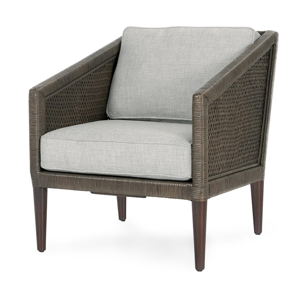 Woven Rattan Accent Chair in Gray/Gray