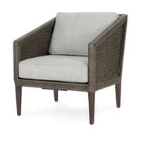 Woven Rattan Accent Chair in Gray/Gray
