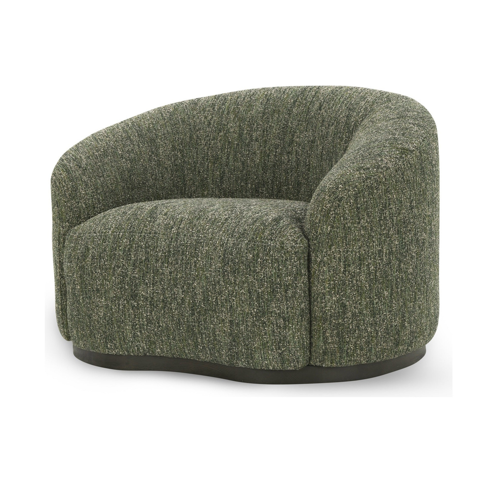 Curved Boucle Swivel Chair in Antique Green