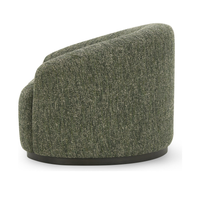 Side view of the Antique Green chair's curved back and narrow dark base