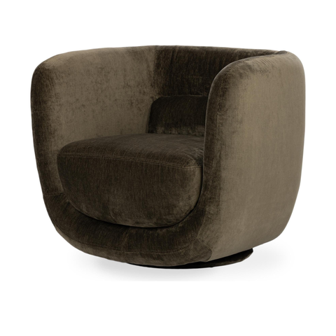 Swivel Accent Chair with Tub Back in Olive Green