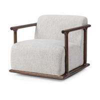 Rounded Boucle Swivel Chair in Ivory