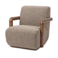 Sculpted-Arm Swivel Accent Chair in Warm Mocha