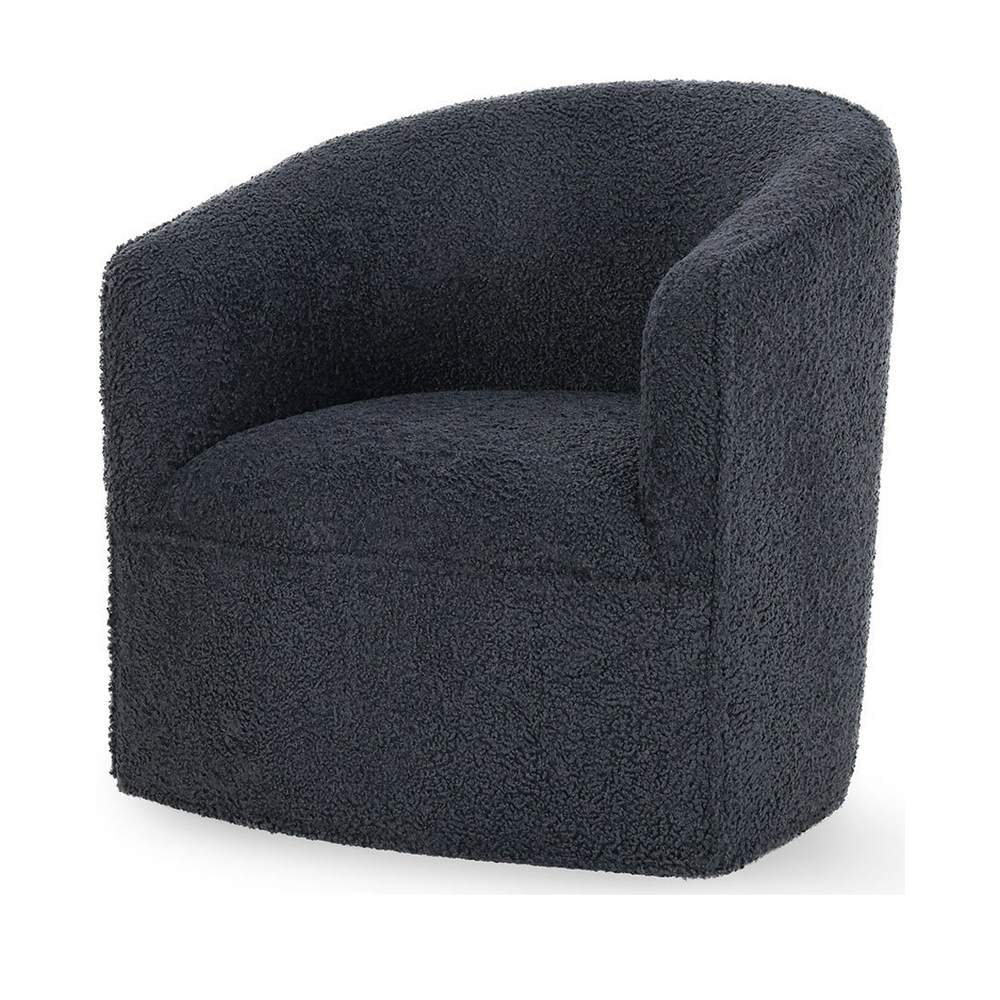Curved Swivel Barrel Chair in Blue