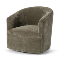 Curved Swivel Accent Chair in Olive Moss