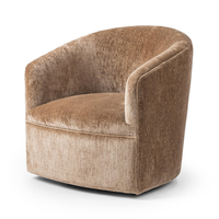 Curved Swivel Accent Chair in Walnut Heather