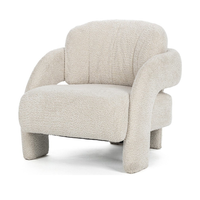 Curved-Arm Upholstered Accent Chair in Natural