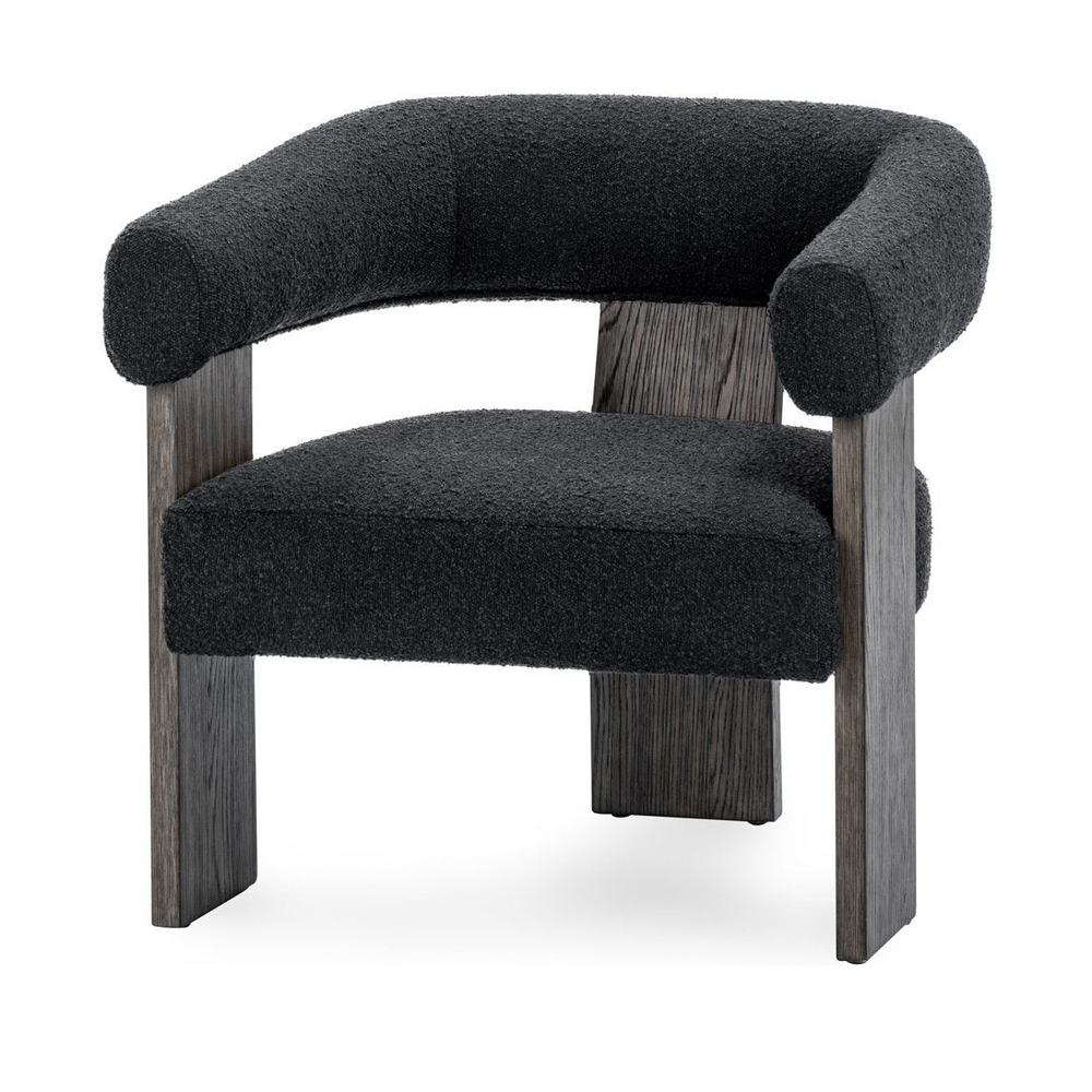 Curved-Back Upholstered Accent Chair in Charcoal