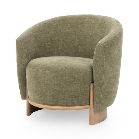 Upholstered Accent Chair with Oak Base in Sage Dust