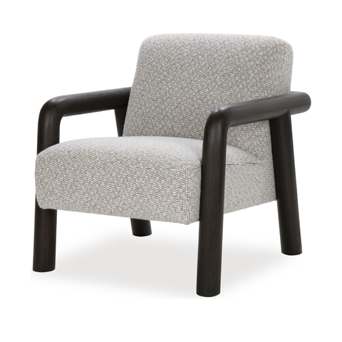 Upholstered Accent Chair with Dark Wood Arms