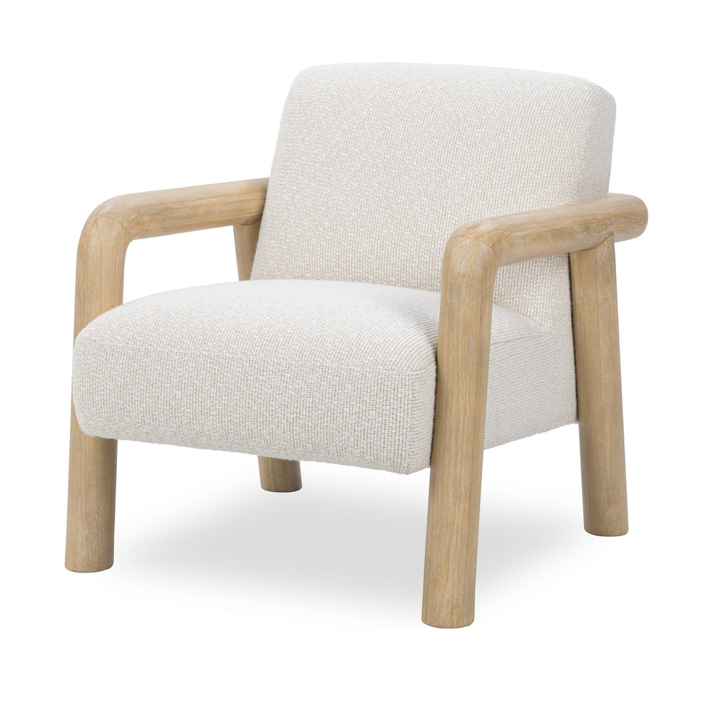 Rubberwood Frame Upholstered Accent Chair in Sand