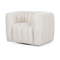 Channel-Tufted Swivel Accent Chair in Cream