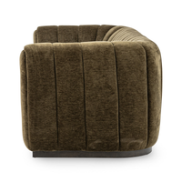 Velvet Sofa with Channel Back - Olive Green, view 3