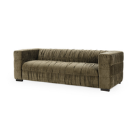 Pleated Velvet Sofa - Olive Green