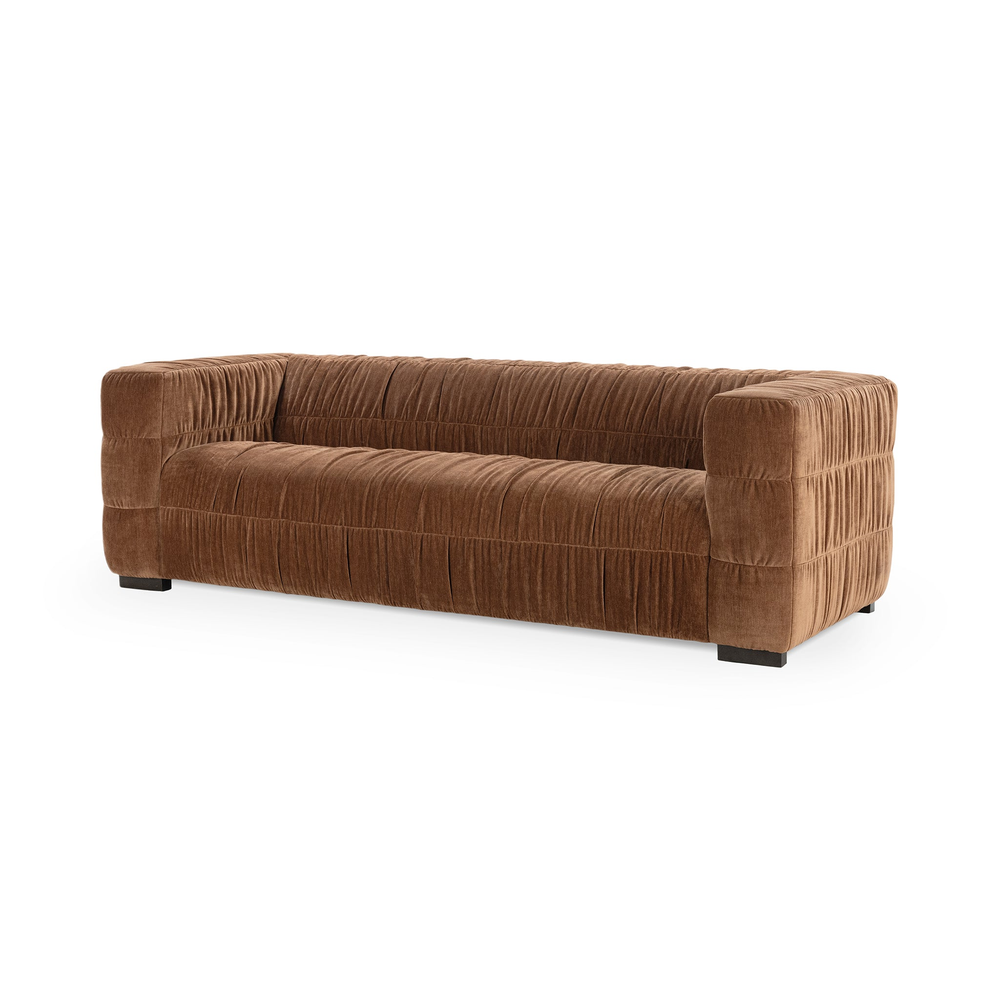 Pleated Velvet Sofa - Bronze