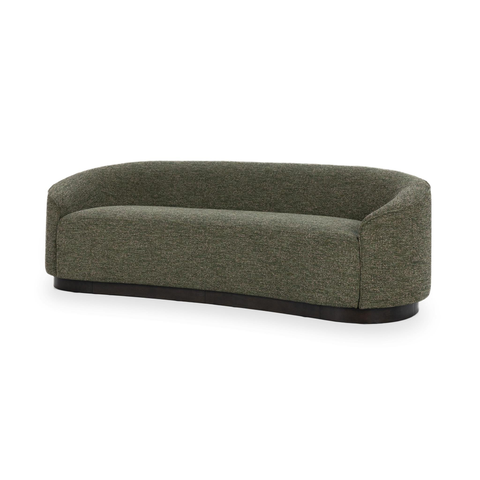 Curved Bouclé Sofa - Antique Green