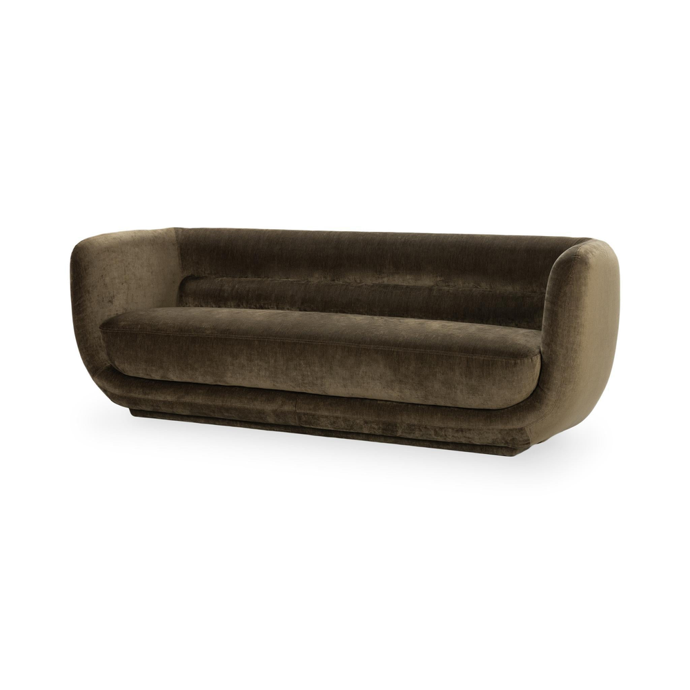 Curved Tuxedo Sofa - Olive Green, view 2