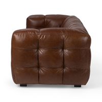 Channel-Tufted Leather Sofa, view 3