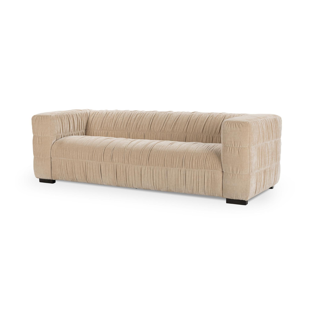 Pleated Velvet Sofa - French Vanilla, view 2