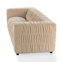 Pleated Velvet Sofa - French Vanilla, view 3