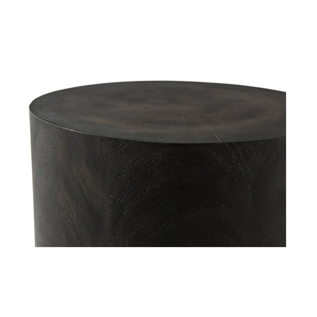 Close-up of Ember Cylinder Accent Table, detailed grain.