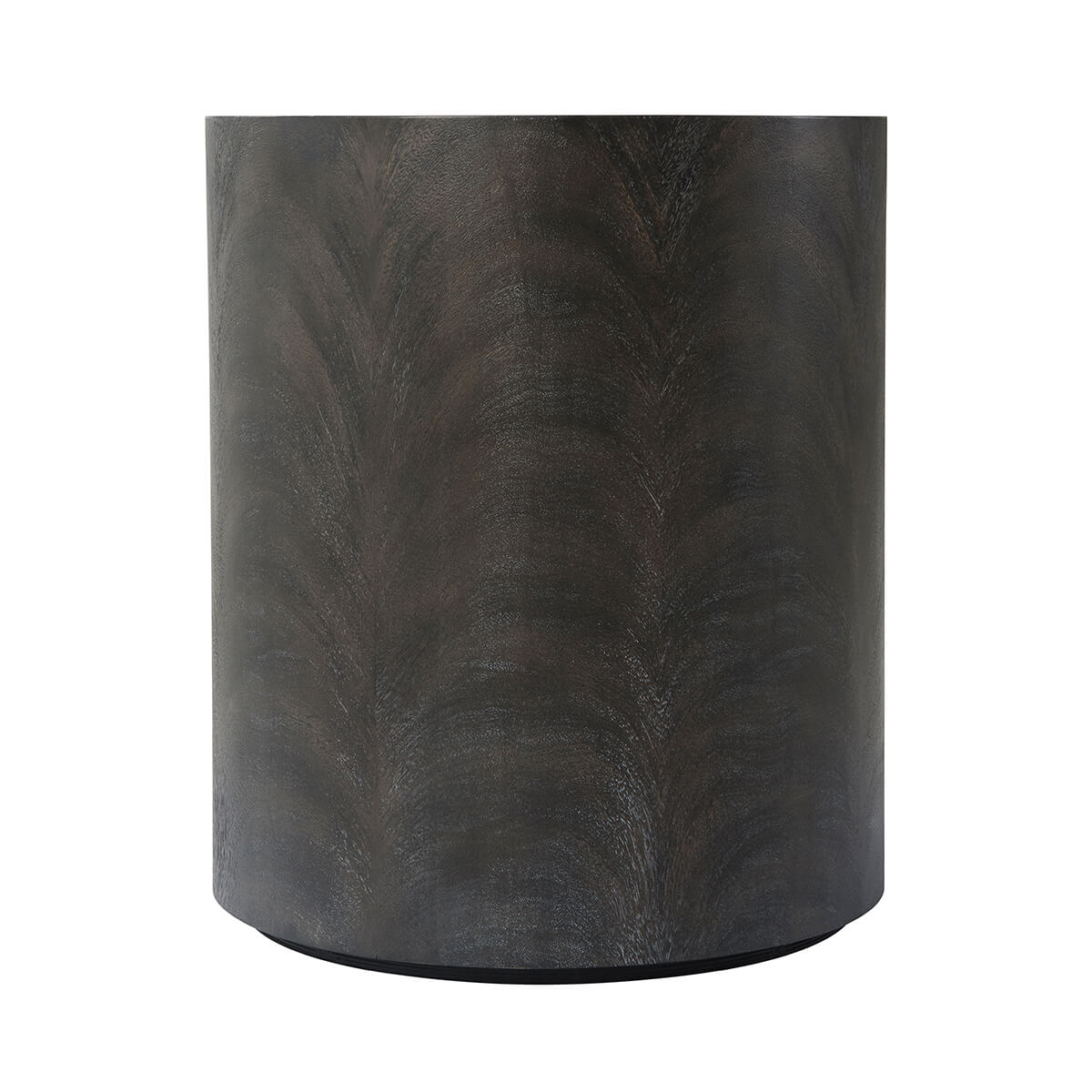 Side view of Ember Cylinder Accent Table, dark finish.