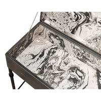 Detailed view of marbled interior pattern.