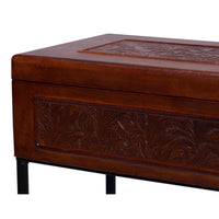 Embossed Leather Storage Box on Faux Bamboo Stand - additional view