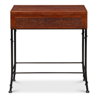 Embossed Leather Storage Box on Faux Bamboo Stand - additional view