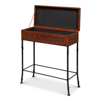 Embossed Leather Storage Box on Faux Bamboo Stand - additional view