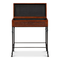 Embossed Leather Storage Box on Faux Bamboo Stand - additional view