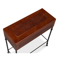 Embossed Leather Storage Box on Faux Bamboo Stand - additional view