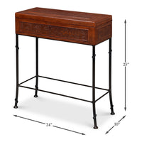 Dimension drawing for Embossed Leather Storage Box on Faux Bamboo Stand