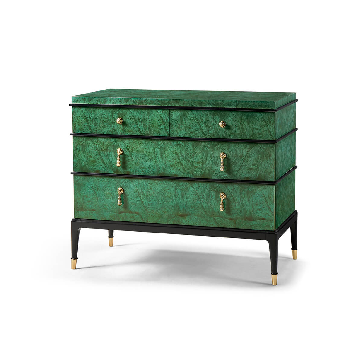 Emerald Art Deco Style Burl Wood Dresser