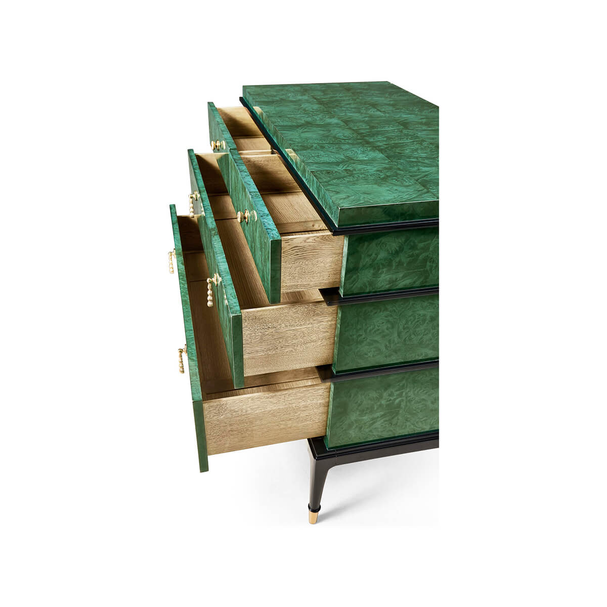 Emerald Art Deco Style Burl Wood Dresser